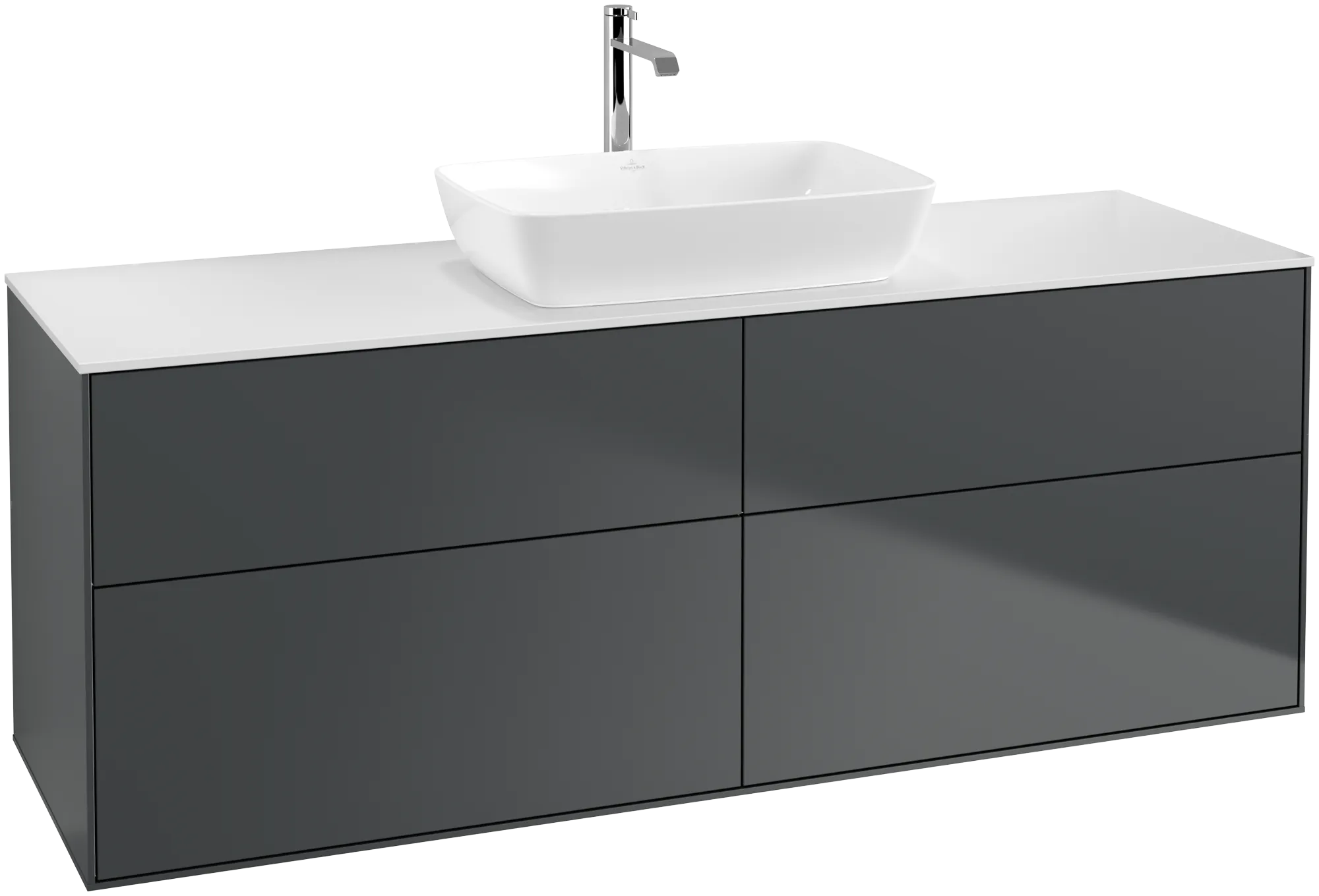 Villeroy & Boch Finion F85 Waschbeckenunterschrank, 1600 x 603 x 501 mm, Midnight Blue Matt Lacquer / Glass White Matt