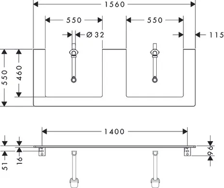 Xelu Q Konsole 1560/550 mit 2 Ausschnitte für Aufsatzwaschtisch geschliffen 600/480 Weiß Hochglanz Xelu Q Konsole 1560/550 mit 2 Ausschnitte für Aufsatzwaschtisch geschliffen 600/480 Weiß Hochglanz