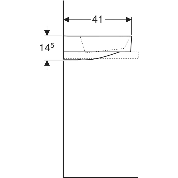 Wandwaschtisch „One“ mit horizontalem Ablauf, rechteckig, Hahnlochposition mittig 50 × 41 cm in weiß alpin mit KeraTect®