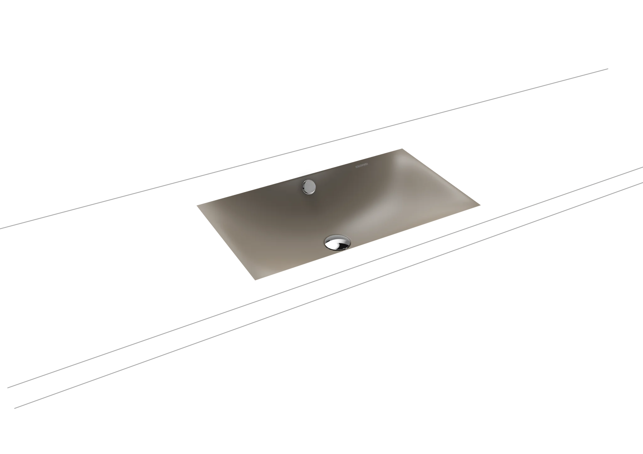 Kaldewei SILENIO Unterbauwaschtisch, Modell 3047, 634x391 mm, warm grey 60, Perl-Effekt, Antidröhn, mit Überlauf, chromfarbene Sichtteile