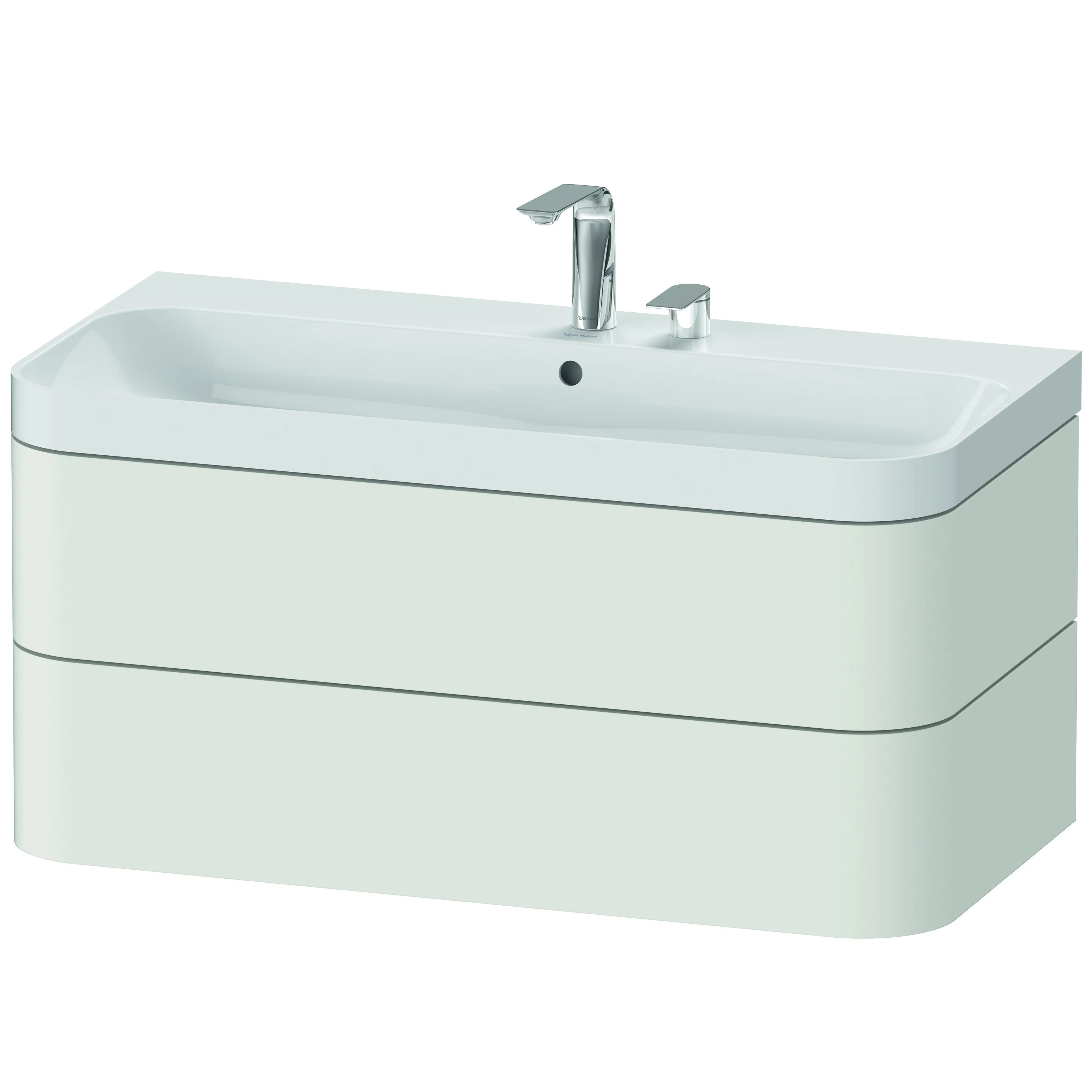 Duravit Waschtischunterschrank c-shaped Set wandhängend „Happy D.2 Plus“ 97,5 × 48 × 49 cm Nordic Weiß Seidenmatt Duravit Waschtischunterschrank c-shaped Set wandhängend „Happy D.2 Plus“ 97,5 × 48 × 49 cm Nordic Weiß Seidenmatt