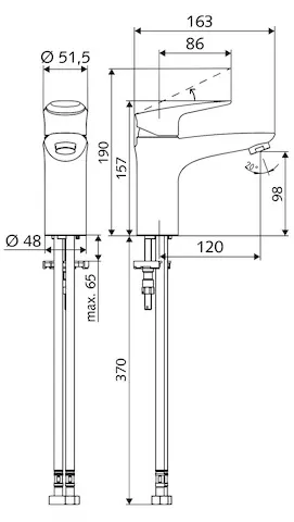 Waschtisch-Armatur MODUS EH, HD-M - Hochdruck Mischwasser, Einhebel-Einlocharmatur, 2x G 3/8 IG, Design, chrom