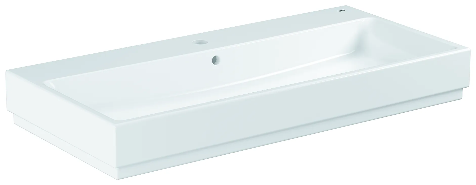 Waschtisch Cube Keramik 39386_H, 1010 x 490 mm, wandhängend, 1 Hahnloch, 2 weitere vorgestochen, mit Überlauf, PureGuard Hygieneoberfläche, aus Sanitärkeramik, alpinweiß Waschtisch Cube Keramik 39386_H, 1010 x 490 mm, wandhängend, 1 Hahnloch, 2 weitere vorgestochen, mit Überlauf, PureGuard Hygieneoberfläche, aus Sanitärkeramik, alpinweiß