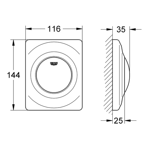Urinal-Betätigung Surf 38808, 116 x 144 mm, Fertigmontageset für Rapido U oder Rapido UMB, alpinweiß Urinal-Betätigung Surf 38808, 116 x 144 mm, Fertigmontageset für Rapido U oder Rapido UMB, alpinweiß