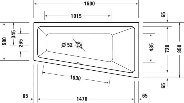 Duravit Badewanne „No.1“ trapez 160 × 85 cm, rechts