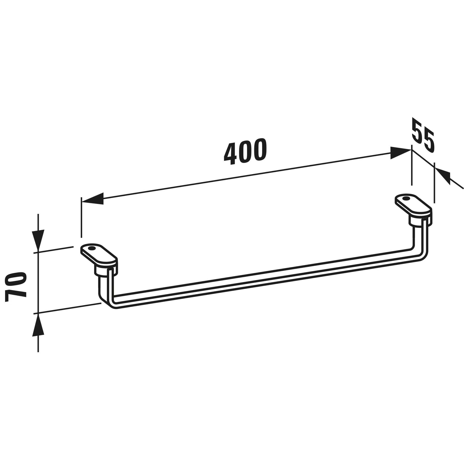 LANI Handtuchhalter Reling 400 mm, maximale Belastung: 20 kg, chrom, passend zu Waschtischen LUA H815081 MEDA H815111