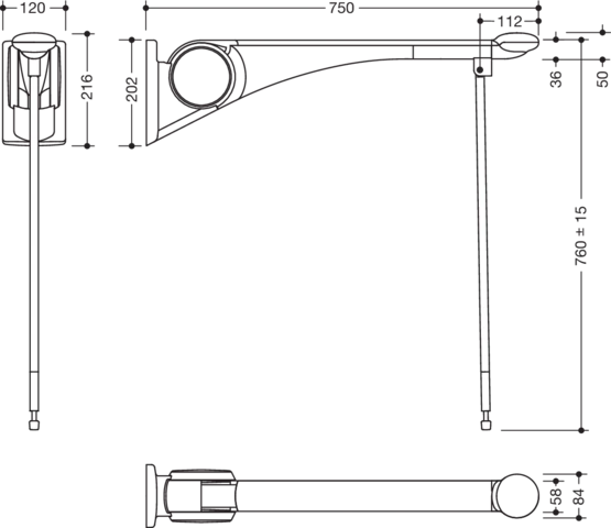 HEWI Stützklappgriff „Serie 802 LifeSystem“