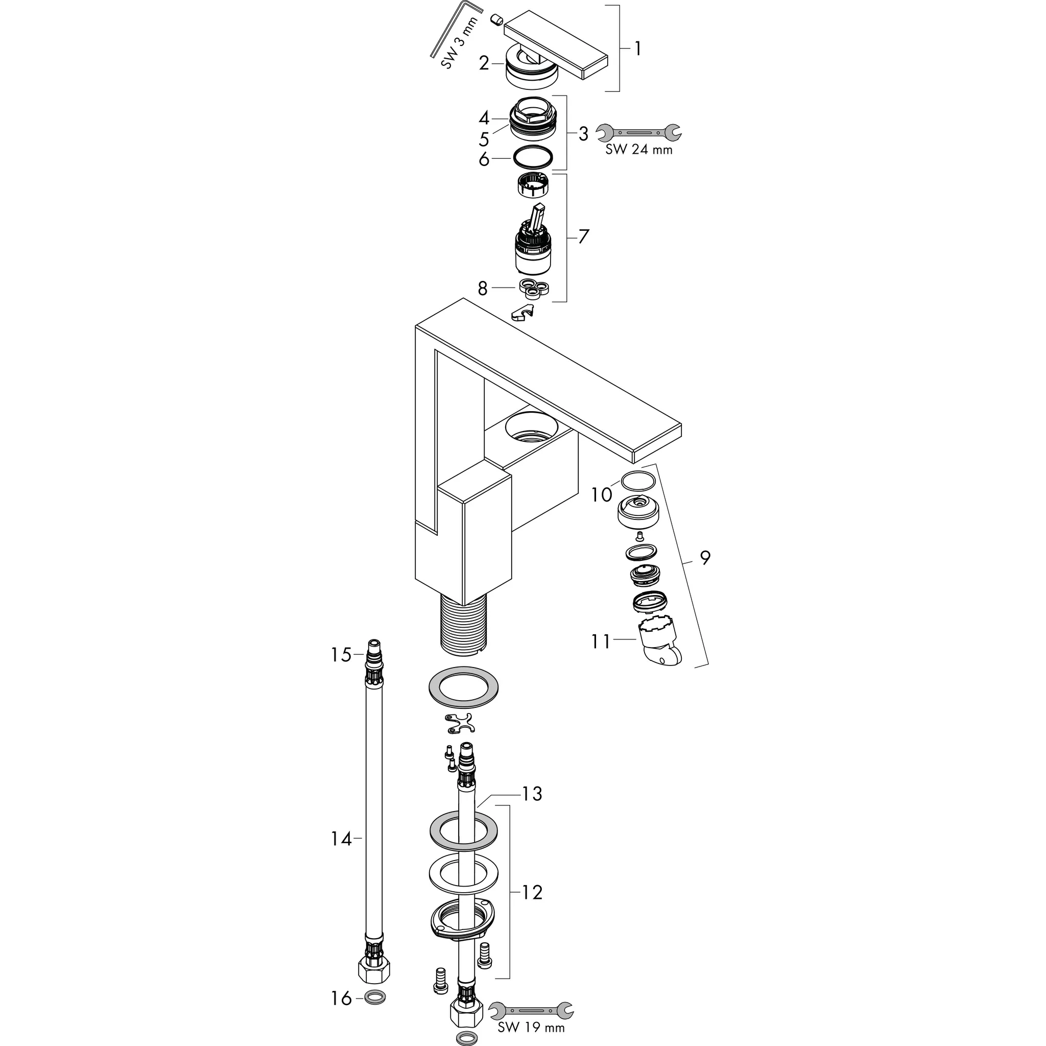 Hansgrohe AXOR Edge Einhebel-Waschtischmischer 190 mit Push-Open Ablaufgarnitur - Diamantschliff, Chrom Hansgrohe AXOR Edge Einhebel-Waschtischmischer 190 mit Push-Open Ablaufgarnitur - Diamantschliff, Chrom
