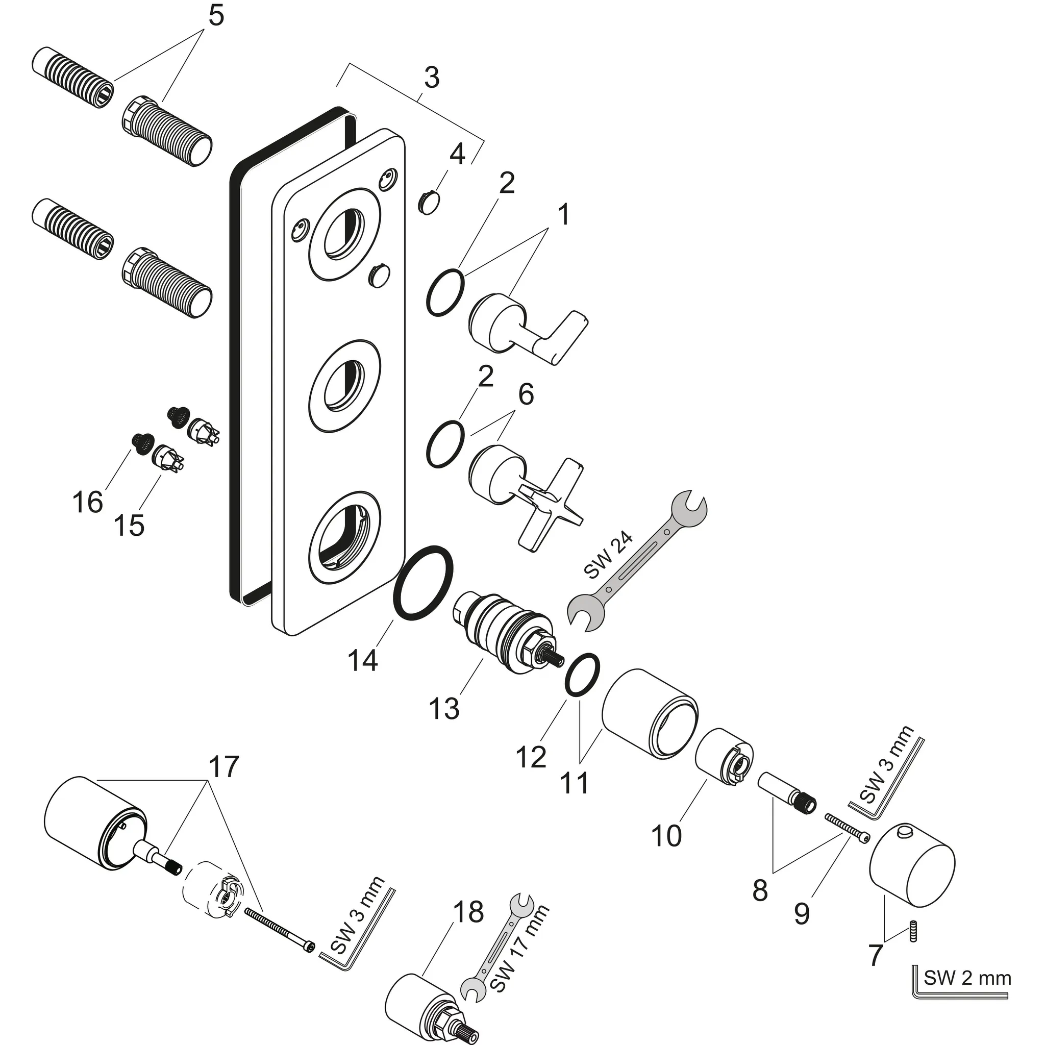 Hansgrohe AXOR Citterio E Thermostatmodul 380⁄120 Unterputz Chrom, 2 Verbraucher Hansgrohe AXOR Citterio E Thermostatmodul 380⁄120 Unterputz Chrom, 2 Verbraucher