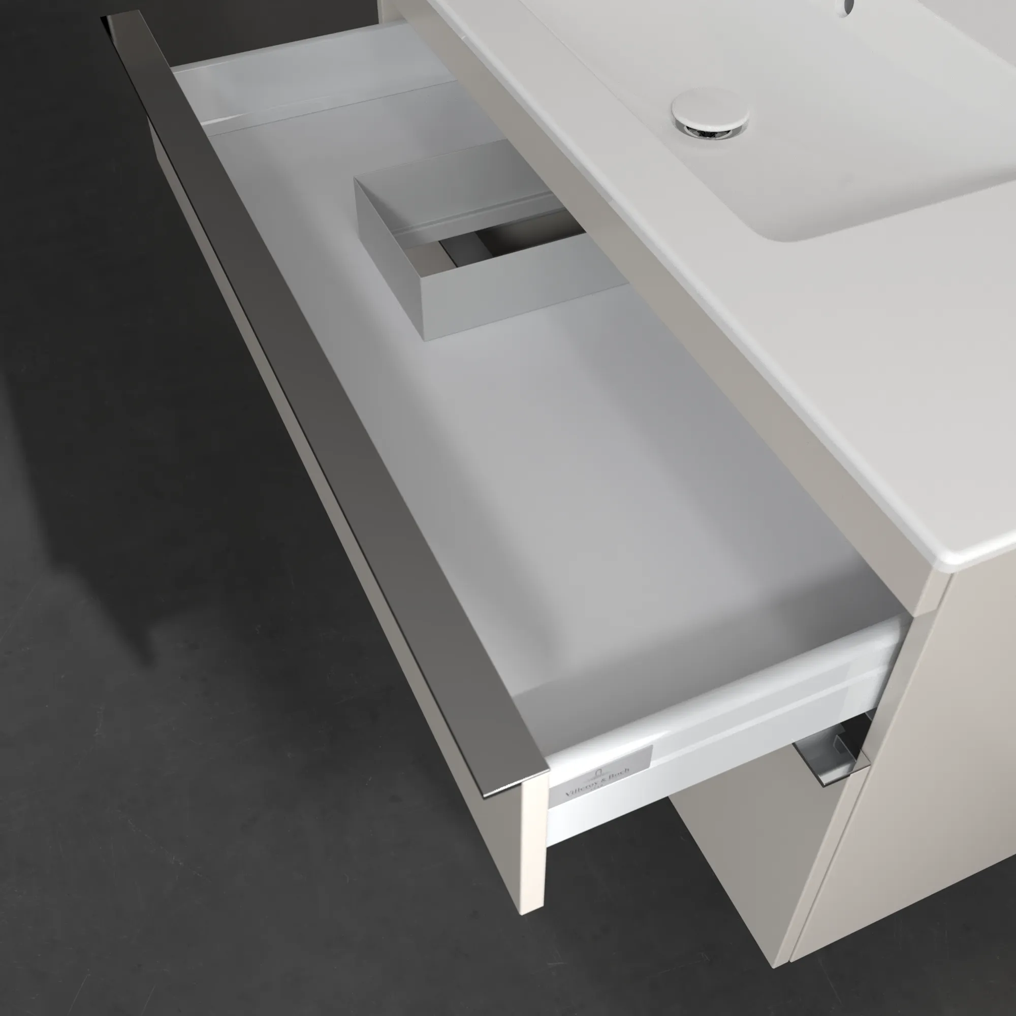 Villeroy & Boch Waschtischunterschrank „Venticello“ für Schrankwaschtisch 953 × 590 × 502 mm Cashmere Grey, für Becken links