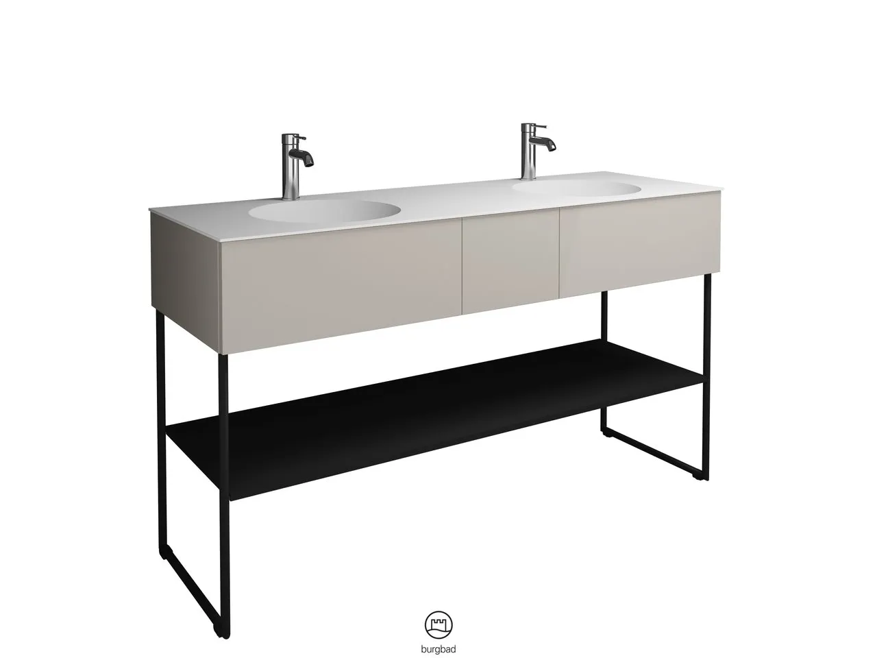 burgbad Coco HGL Mineralguss-Waschtisch inkl. Waschtischunterschrank, 505x1506x870mm