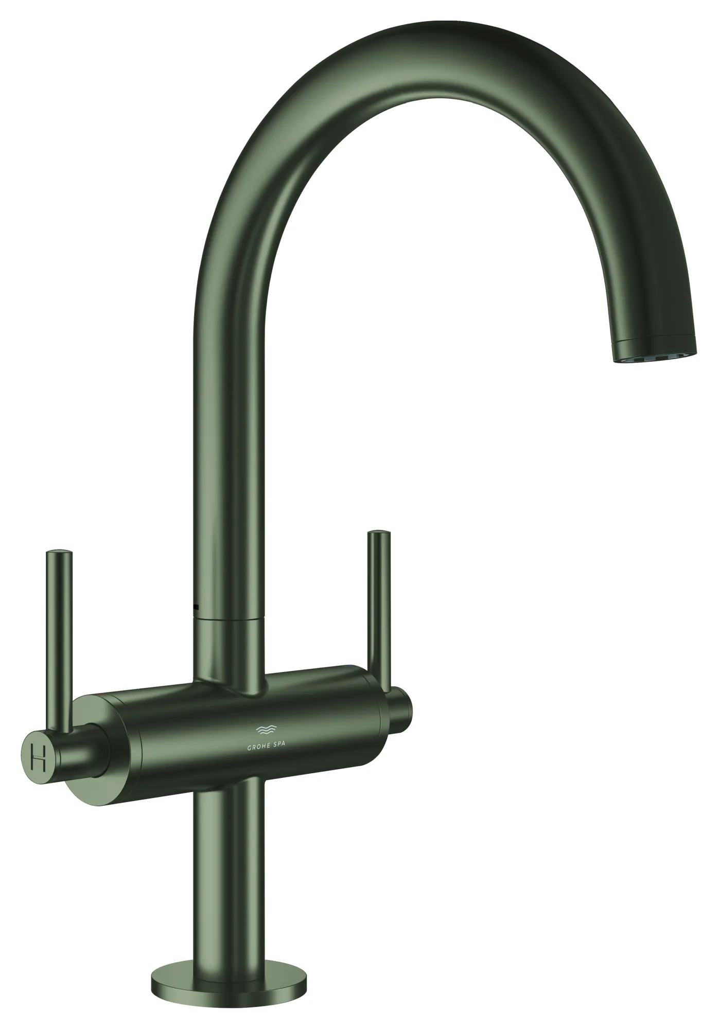 Waschtisch-Einlochbatterie Atrio 21145, L-Size, mit Hebelgriffen, Push-open Ablaufgarnitur 1 1/4'', chrom