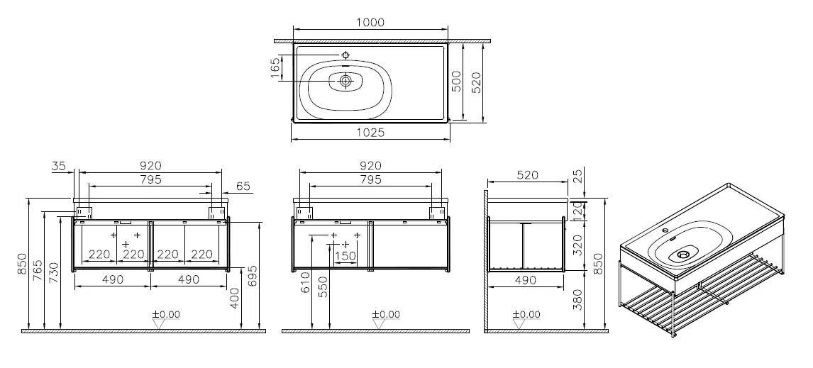 VitrA Equal Möbelwaschtisch-Set asymmetrisch 100 cm Steingrau Matt/Ulme VitrA Equal Möbelwaschtisch-Set asymmetrisch 100 cm Steingrau Matt/Ulme