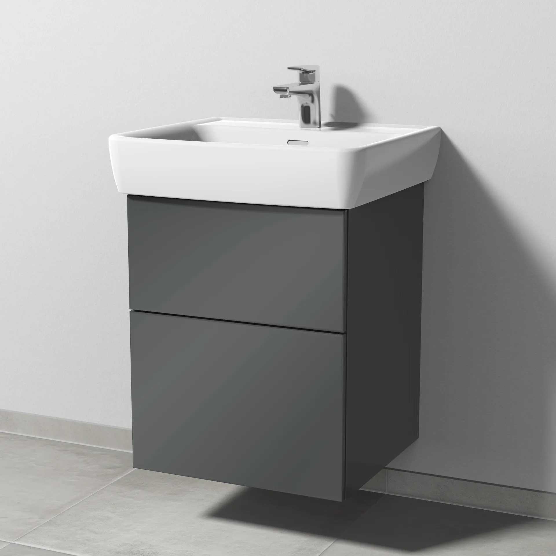 Sanipa Waschtischunterschrank „3way“ passend zu Keramik-Waschtische Pro A von Laufen 475 × 588 × 447 mm in Anthrazit (glanz)