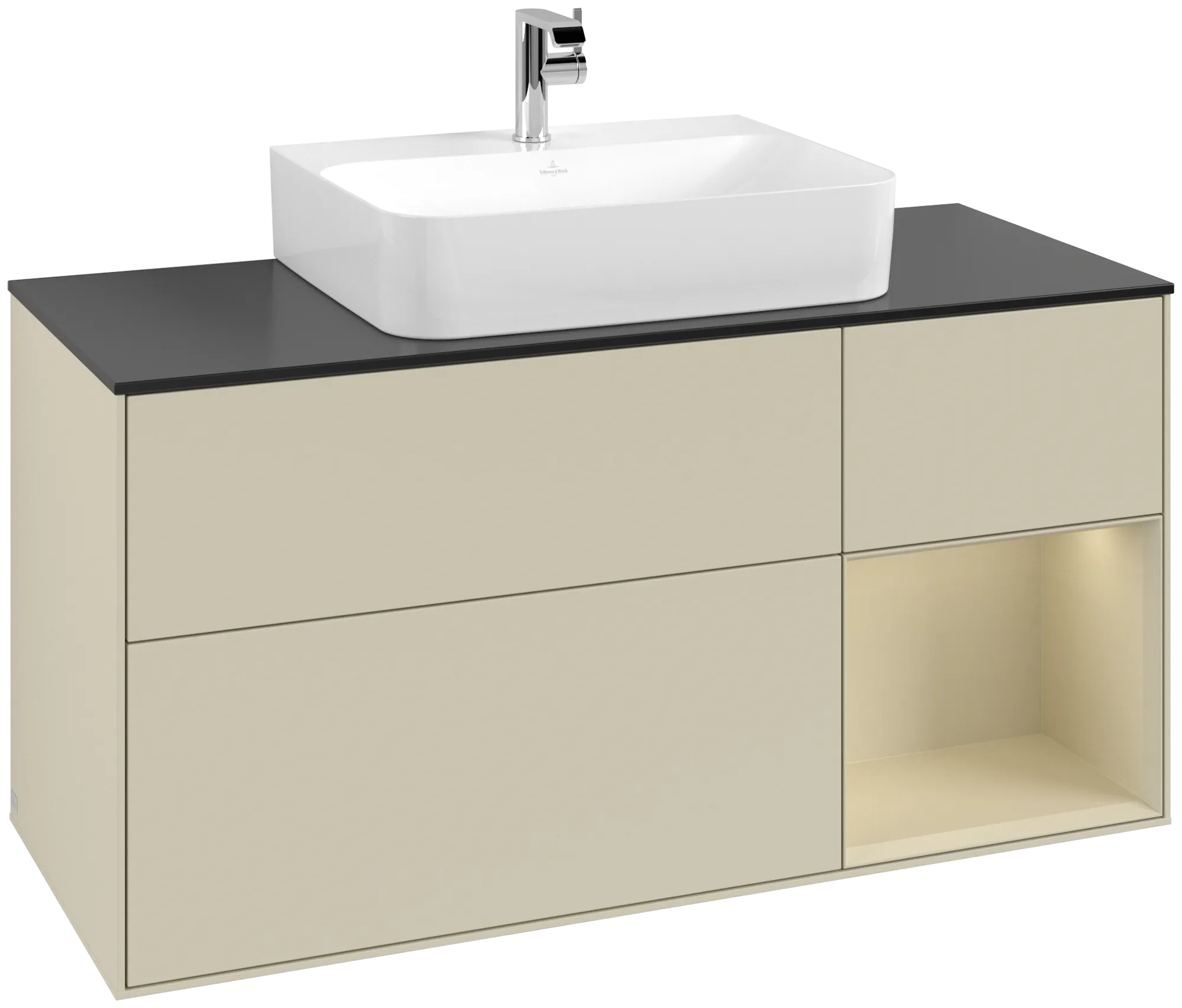 Villeroy & Boch Finion Waschbeckenunterschrank G17 1200x603x501mm Silk Grey Matt Lacquer/Glass Black Matt