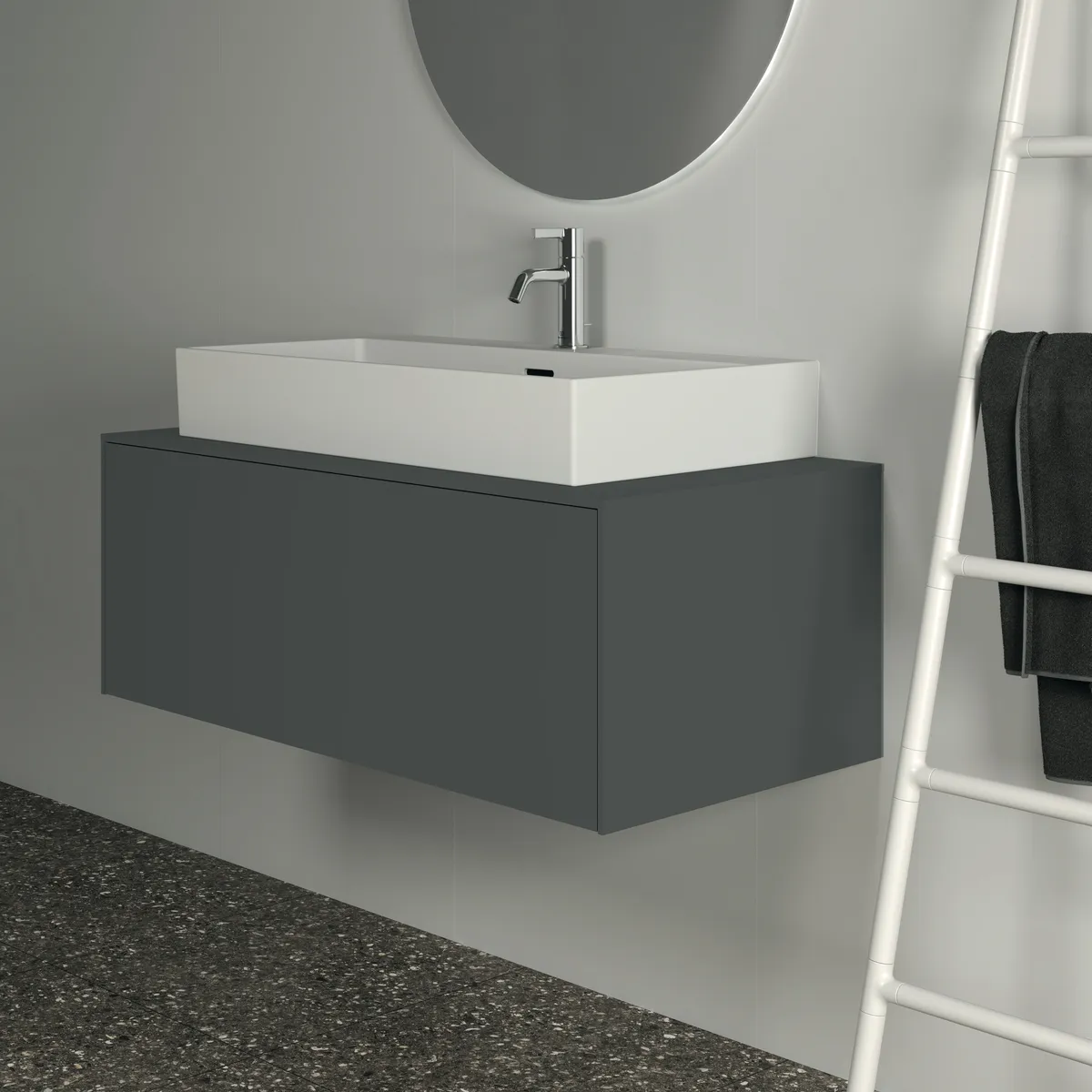 Ideal Standard Waschtischunterschrank „Conca“ 100,2 × 37 × 50,5 cm Anthrazit matt lackiert Ideal Standard Waschtischunterschrank „Conca“ 100,2 × 37 × 50,5 cm Anthrazit matt lackiert