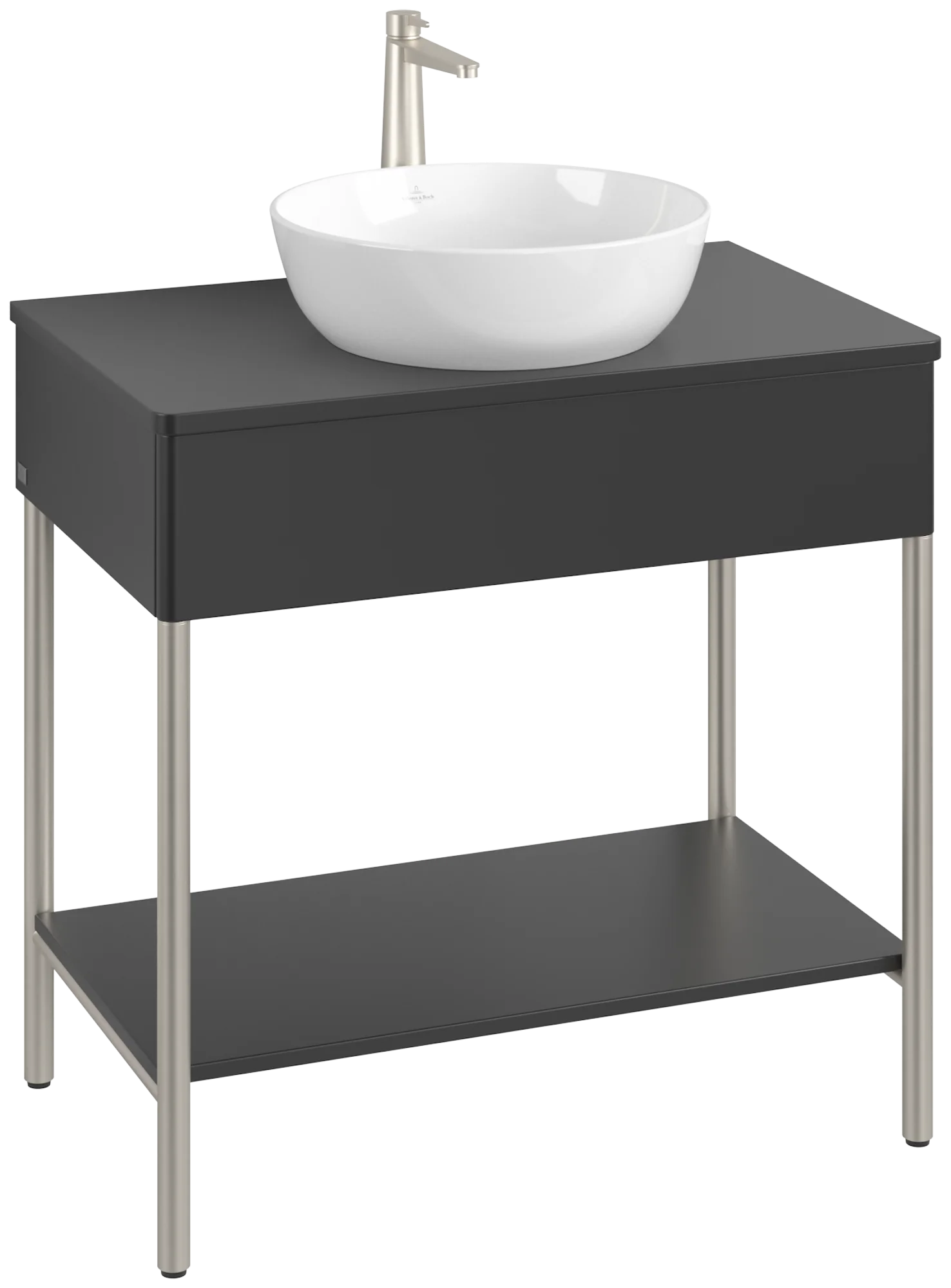 Villeroy & Boch Waschbeckenunterschrank Artis K63050, 800x782x500 mm, Black Matt Lacquer, mit Metallgestell und Push-to-open Funktion