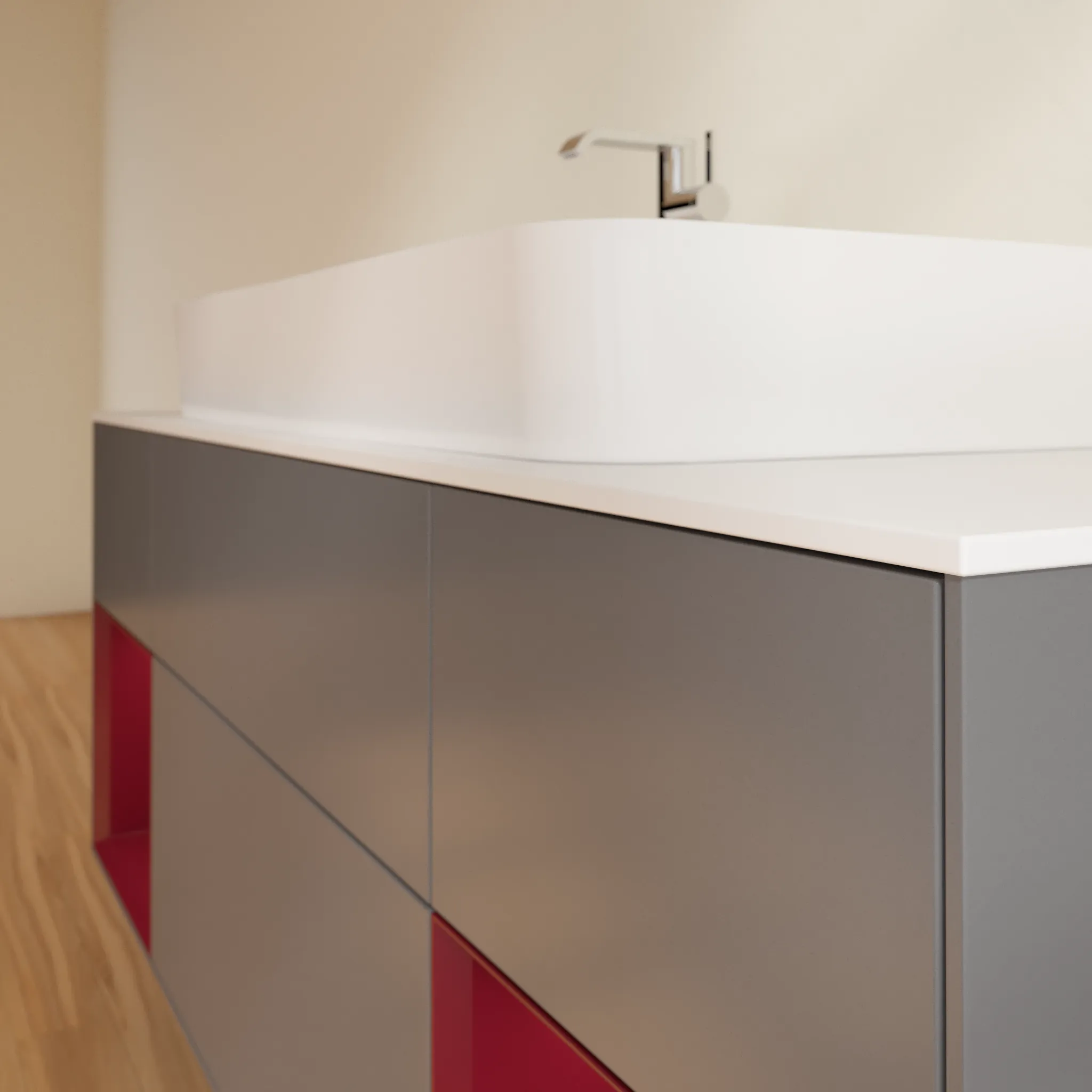 Villeroy & Boch Waschtischunterschrank „Finion“ für Schrankwaschtisch 1600 × 603 × 501 mm Anthracite Matt Lacquer, für Becken mittig