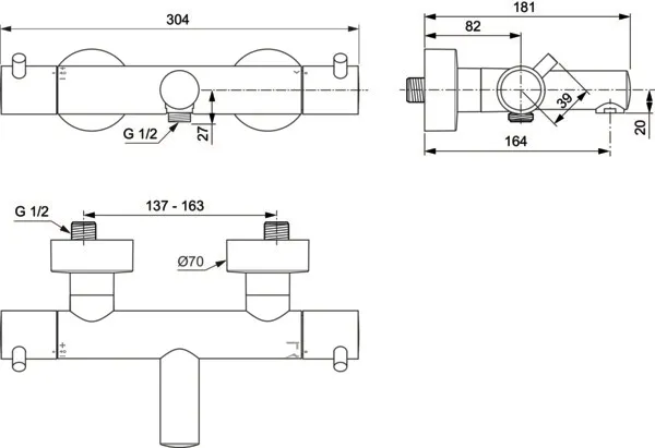 Badethermostat Aufputz Ceratherm T125 Pin-Griffe Brushed Gold Badethermostat Aufputz Ceratherm T125 Pin-Griffe Brushed Gold