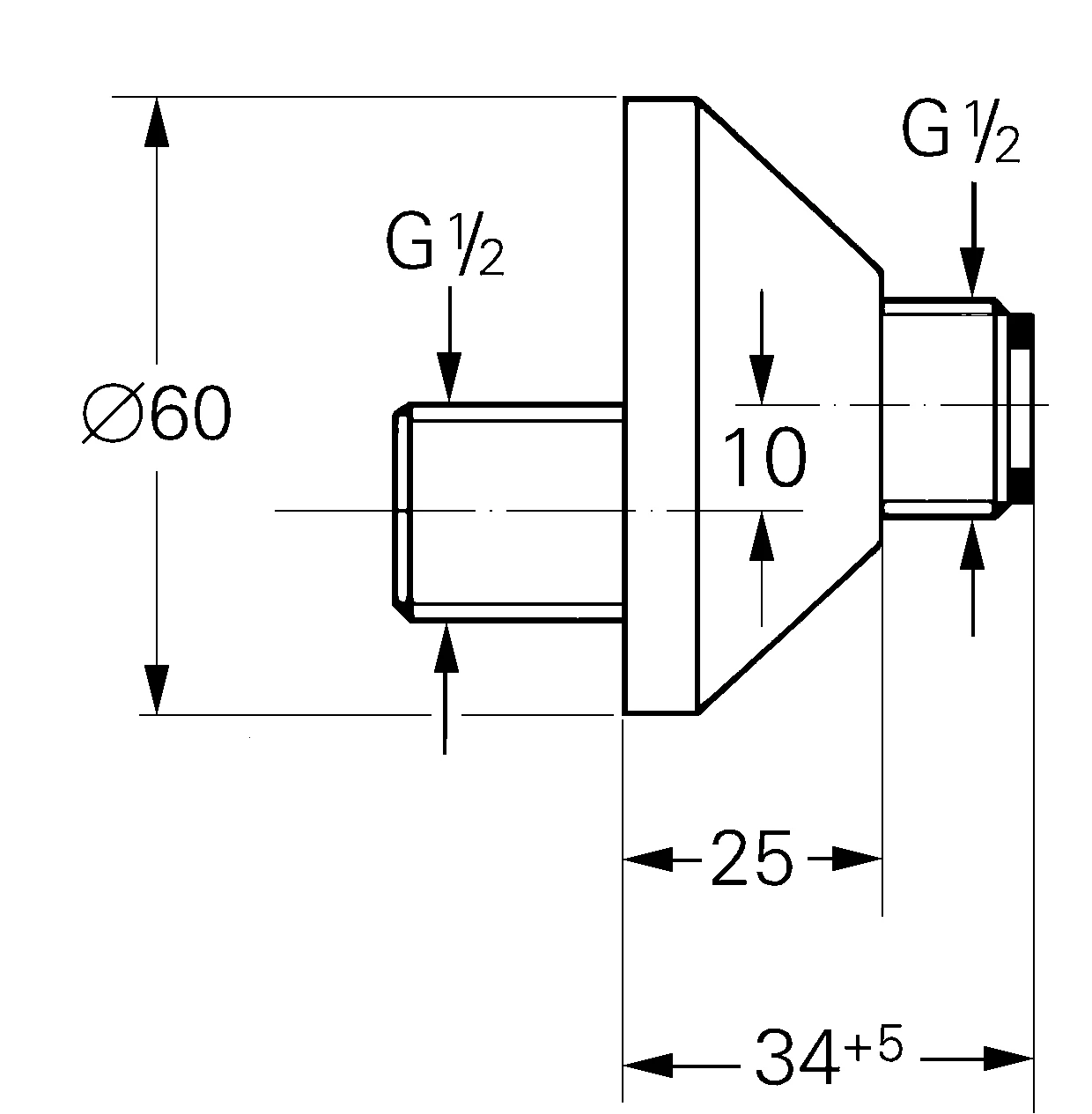 S-Anschluss 12004, 1/2″ × 1/2″, chrom