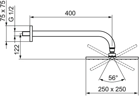 HansaVIVA Kopfbrause HansaVIVA 0418 Rosette eckig 1-strahlig Ausladung 400 mm DN15 Chrom