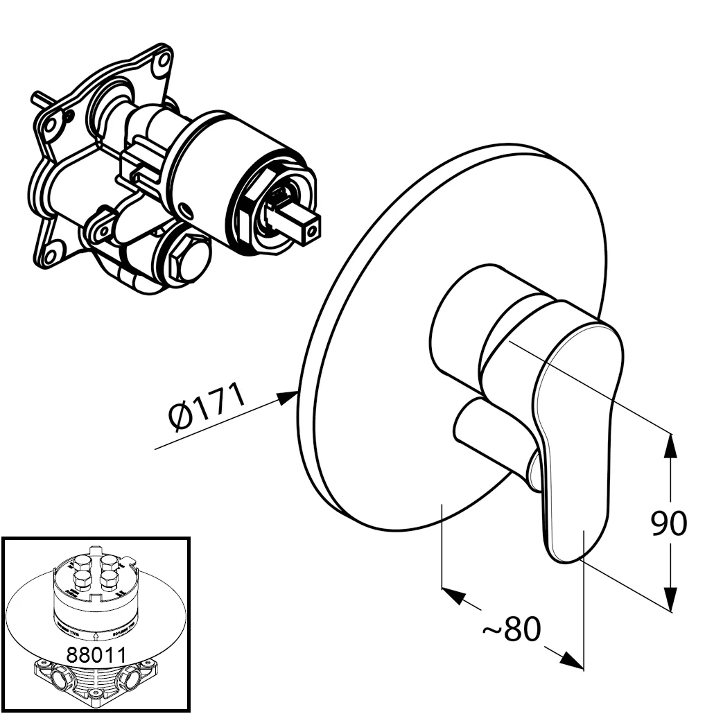 Kludi OBJEKTA UP-WFB-EHM Feinbau-Set m. Funktionseinheit chrom
