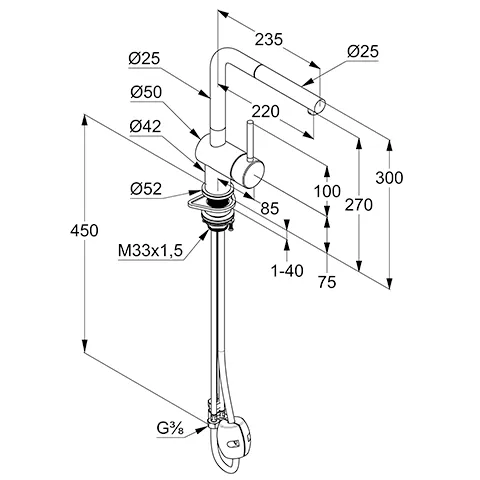 Kludi L STEEL Spültisch-Einhandmischer herausziehbarer Auslauf Edelstahl