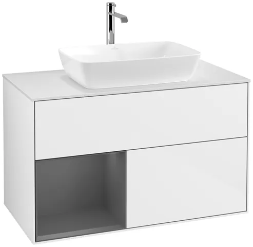 Villeroy & Boch Waschtischunterschrank „Finion“ für Schrankwaschtisch 1000 × 603 × 501 mm Glossy White Lacquer, für Becken mittig, mit Hahnlochbohrung