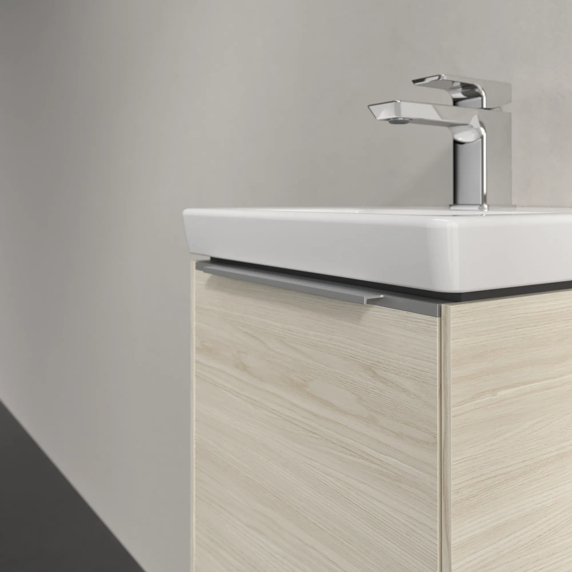 Villeroy & Boch Waschtischunterschrank mit Tür „Subway 3.0“ für Schrankwaschtisch 351 × 429 × 309 mm White Oak, 1 Tür, für Becken mittig, Anschlag links Villeroy & Boch Waschtischunterschrank mit Tür „Subway 3.0“ für Schrankwaschtisch 351 × 429 × 309 mm White Oak, 1 Tür, für Becken mittig, Anschlag links