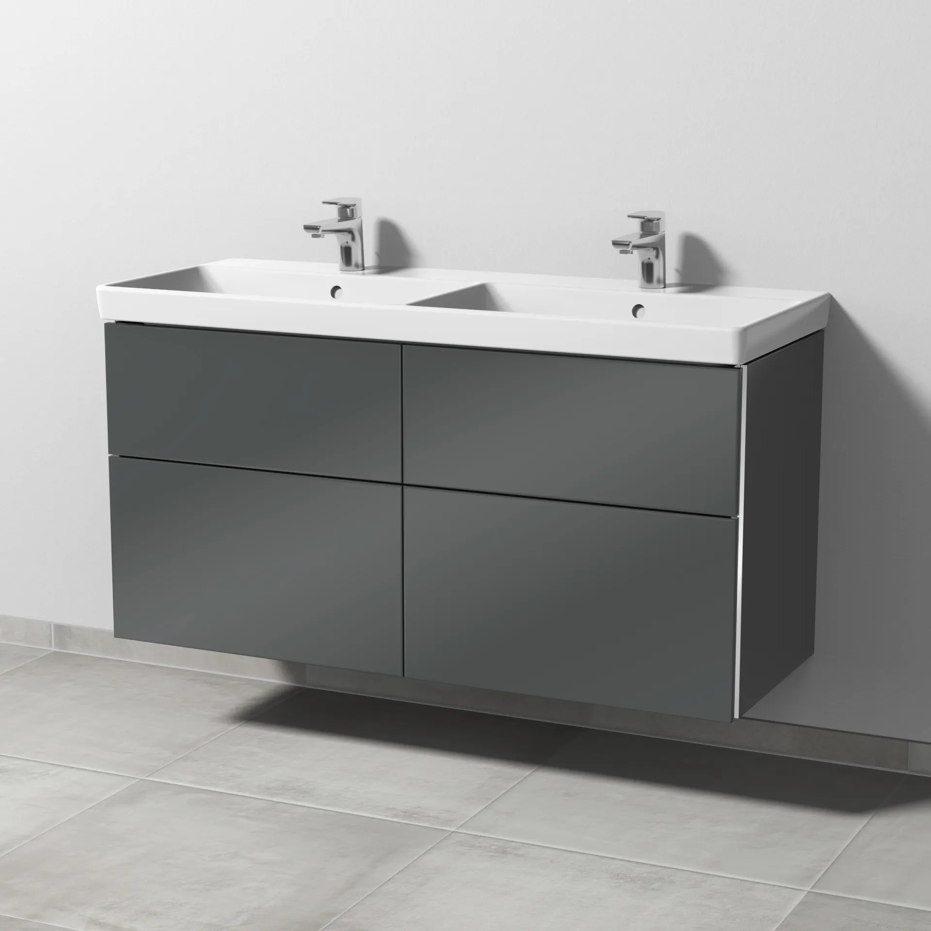 Sanipa Waschtischunterschrank „3way“ passend zu Keramik-Waschtische Avento von Villeroy & Boch 1180 × 580 × 452 mm in Anthrazit (glanz)