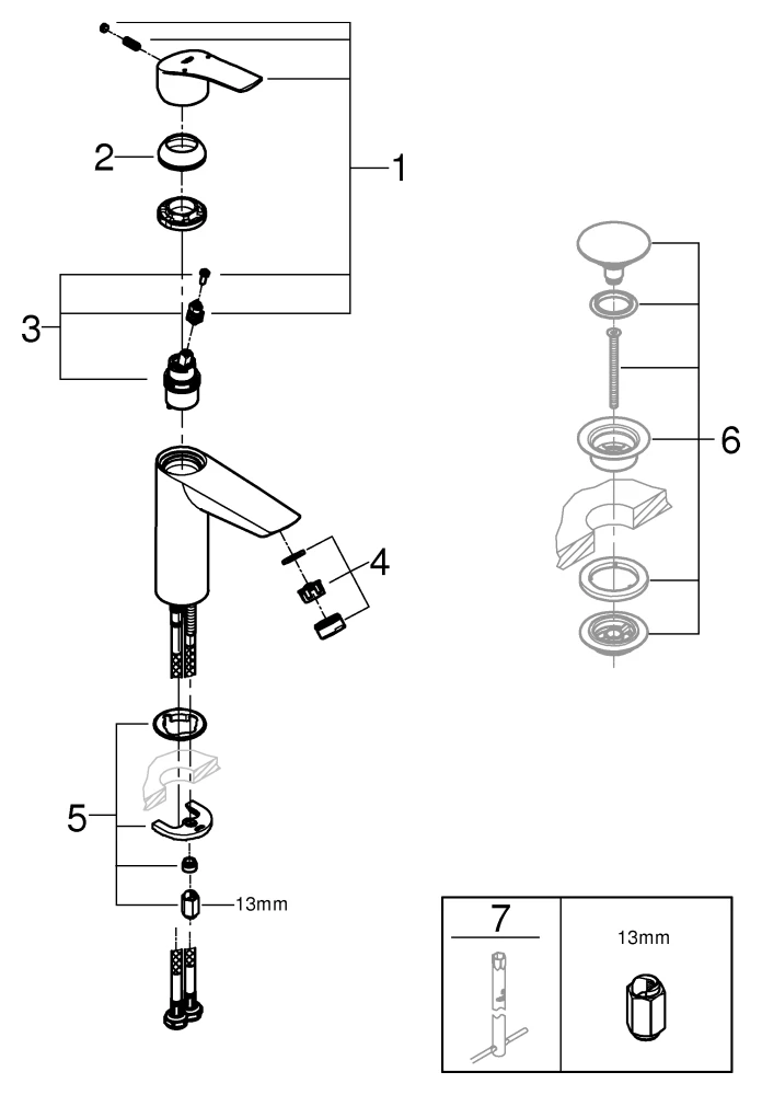Einhand-Waschtischbatterie Eurosmart 23324_3, M-Size, Einlochmontage, Temperaturbegrenzer, glatter Körper, chrom Einhand-Waschtischbatterie Eurosmart 23324_3, M-Size, Einlochmontage, Temperaturbegrenzer, glatter Körper, chrom