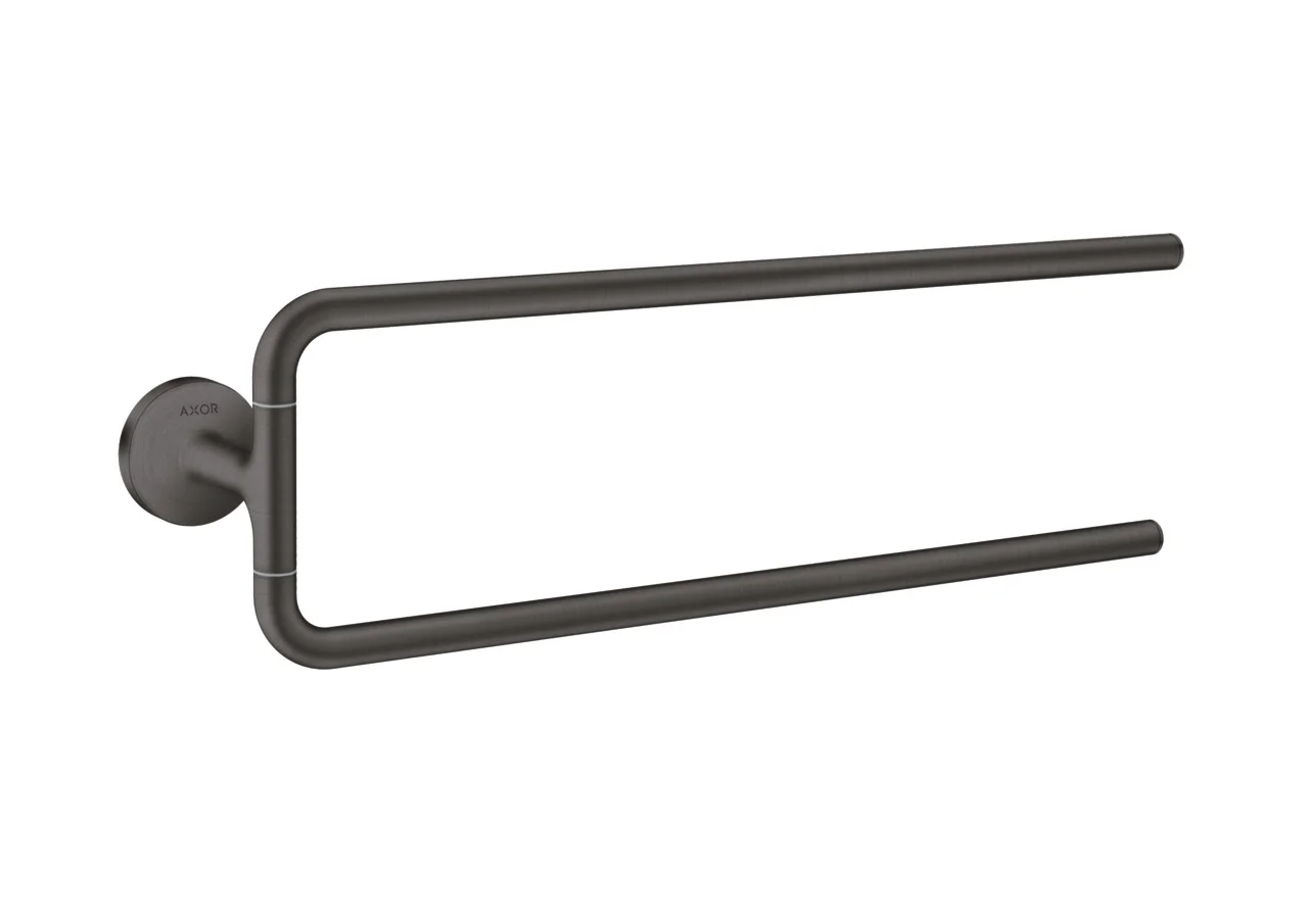 Hansgrohe AXOR Universal Circular Handtuchhalter zweiarmig, Brushed Black Chrome, 490 mm Länge, schwenkbar, Wandmontage mit verdeckter Befestigung