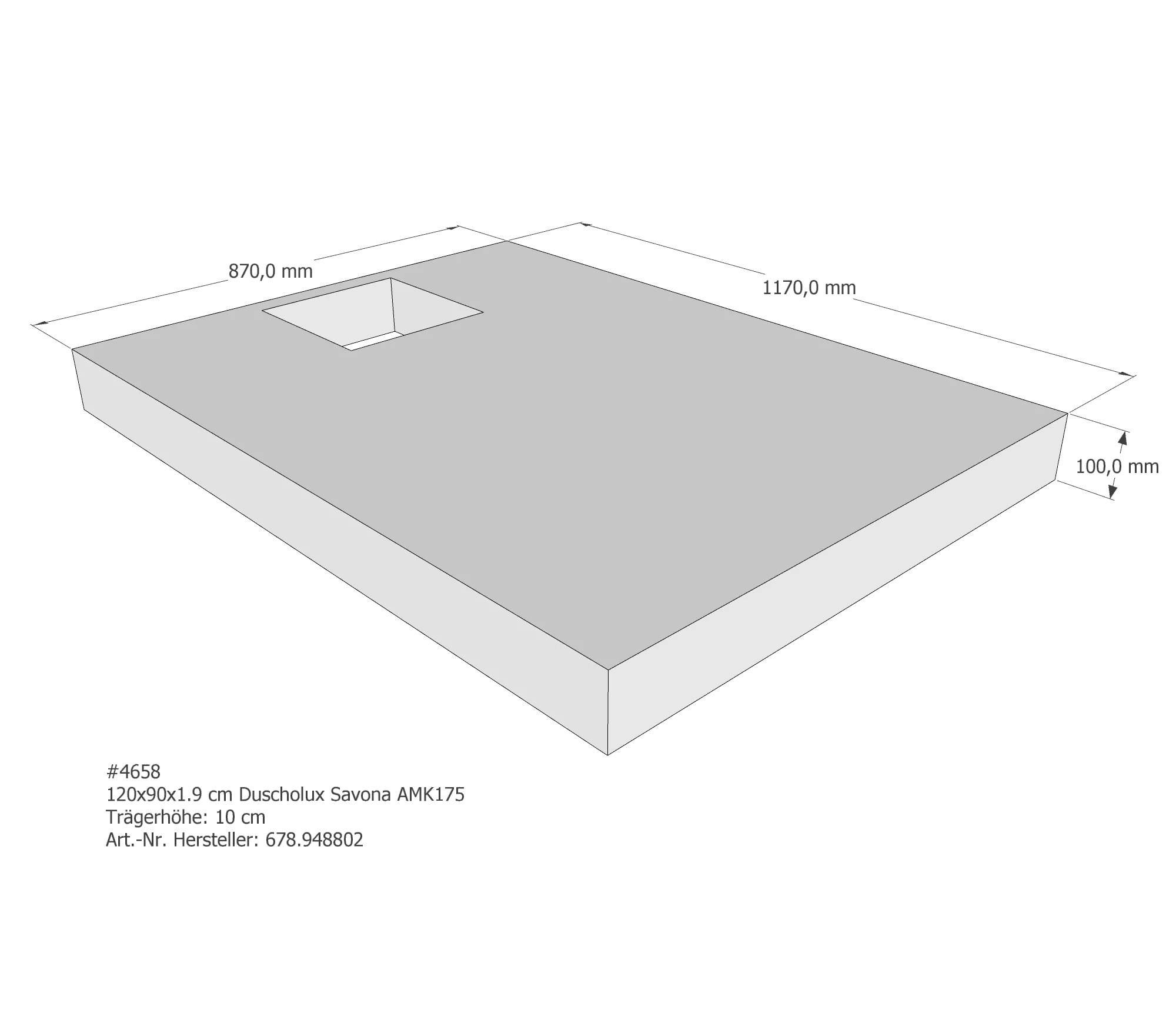 Duschwannenträger für Duscholux Savona 120 × 90 × 1,9 cm Duschwannenträger für Duscholux Savona 120 × 90 × 1,9 cm