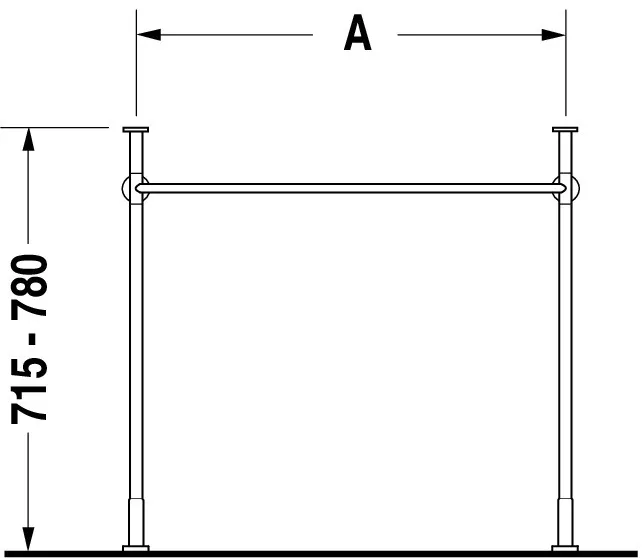 Duravit Metallkonsole Vero, Chrom Poliert, höhenverstellbar, 425x625x715-780 mm