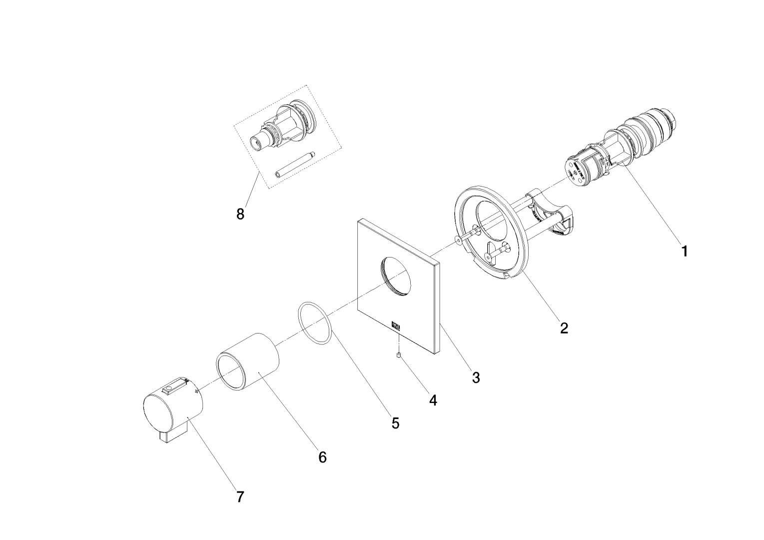 Dornbracht xTOOL UP-Thermostat ohne Mengenregulierung 3/4" - Chrom