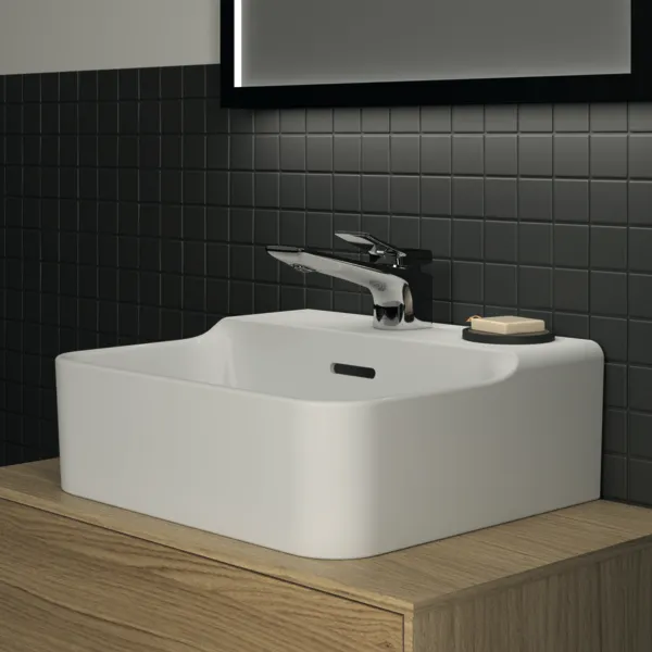 Waschbecken „Conca“ 40 × 35 × 16,5 cm, Hahnlochposition mittig in Weiß Waschbecken „Conca“ 40 × 35 × 16,5 cm, Hahnlochposition mittig in Weiß