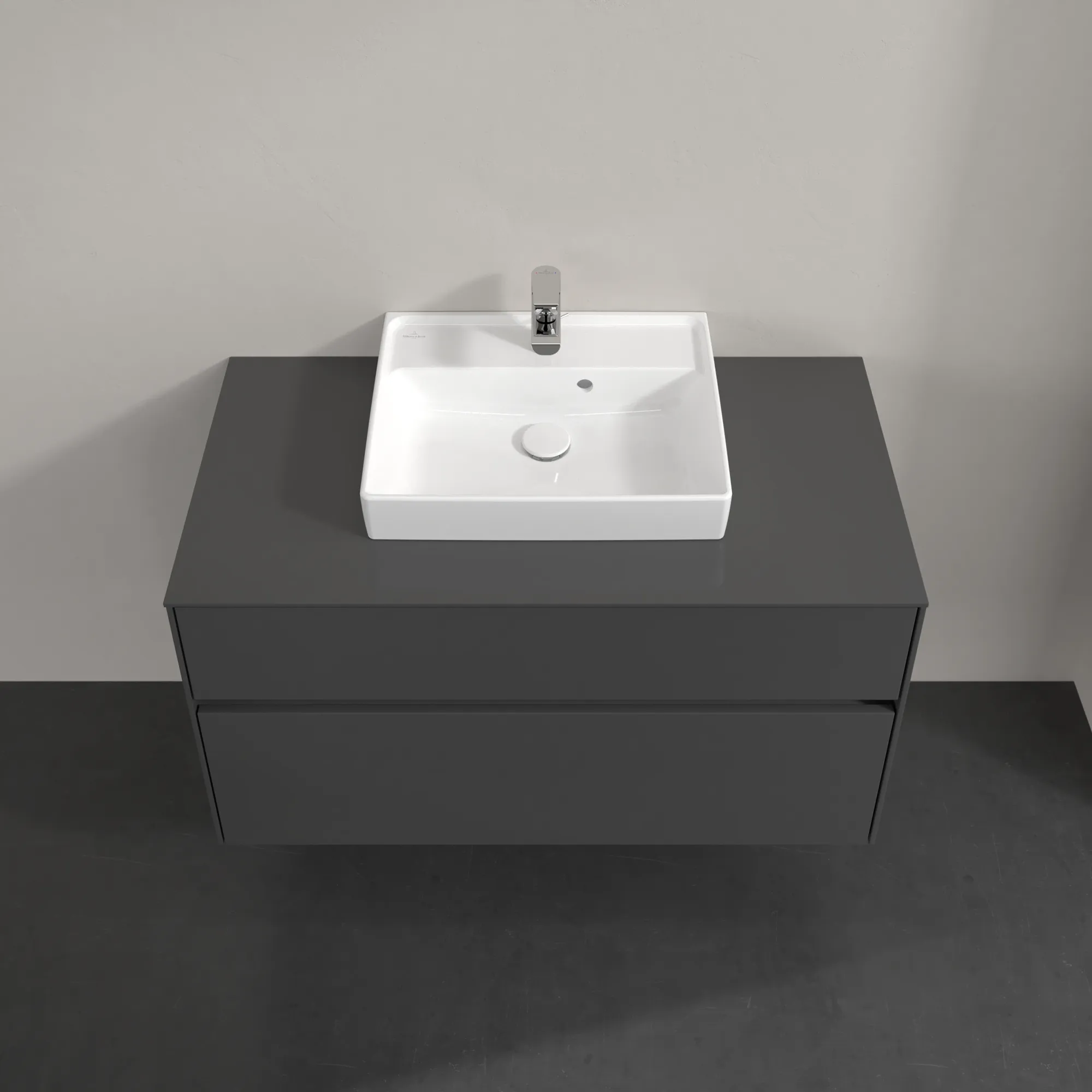 Villeroy & Boch Waschtischunterschrank „Collaro“ 1000 × 548 × 500 mm Glossy Grey, ohne Beleuchtung, für Becken mittig