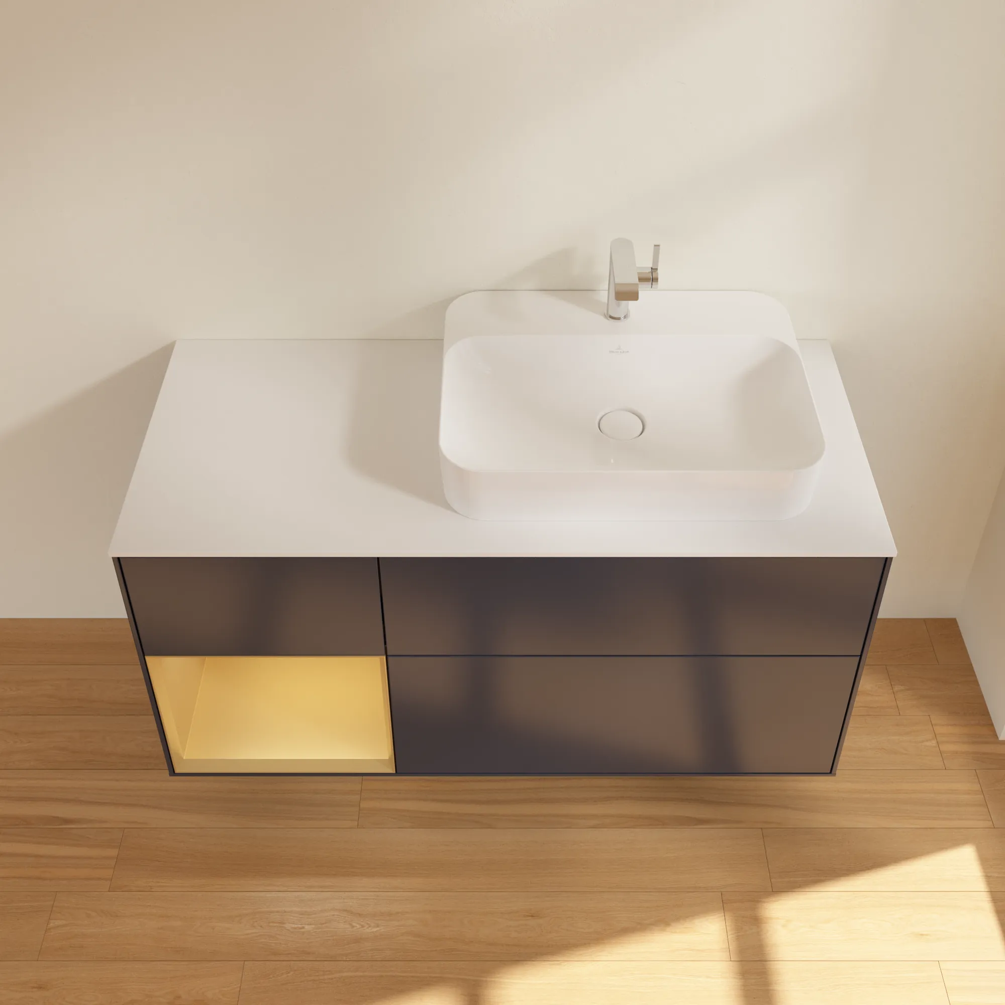 Villeroy & Boch Waschtischunterschrank „Finion“ für Schrankwaschtisch 1200 × 603 × 501 mm Midnight Blue Matt Lacquer, für Becken rechts Villeroy & Boch Waschtischunterschrank „Finion“ für Schrankwaschtisch 1200 × 603 × 501 mm Midnight Blue Matt Lacquer, für Becken rechts