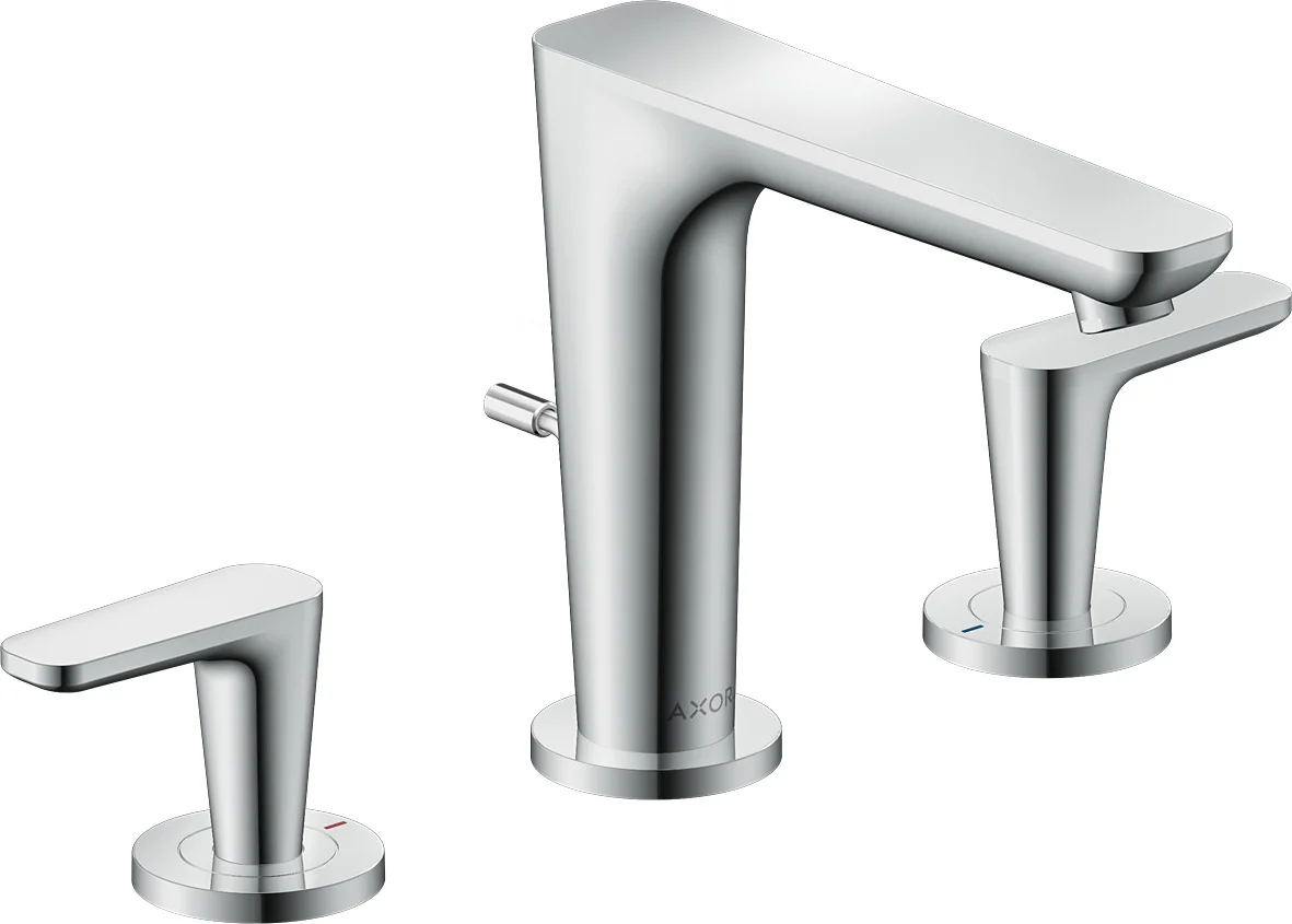 Hansgrohe AXOR Citterio C 3-Loch Waschtischarmatur Chrom, ComfortZone 125, Ausladung 135 mm, Auslaufhöhe 125 mm, Hebelgriff, Normalstrahl, max. Durchfluss 5 l/min