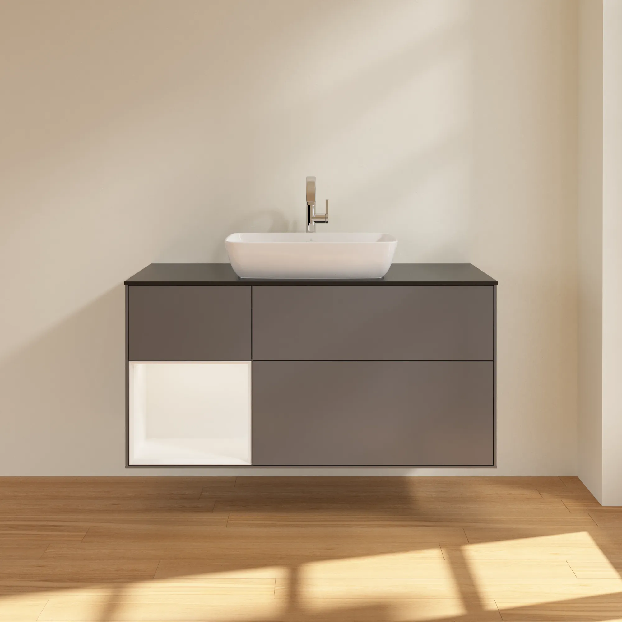 Villeroy & Boch Waschtischunterschrank „Finion“ für Schrankwaschtisch 1200 × 603 × 501 mm Anthracite Matt Lacquer, für Becken mittig