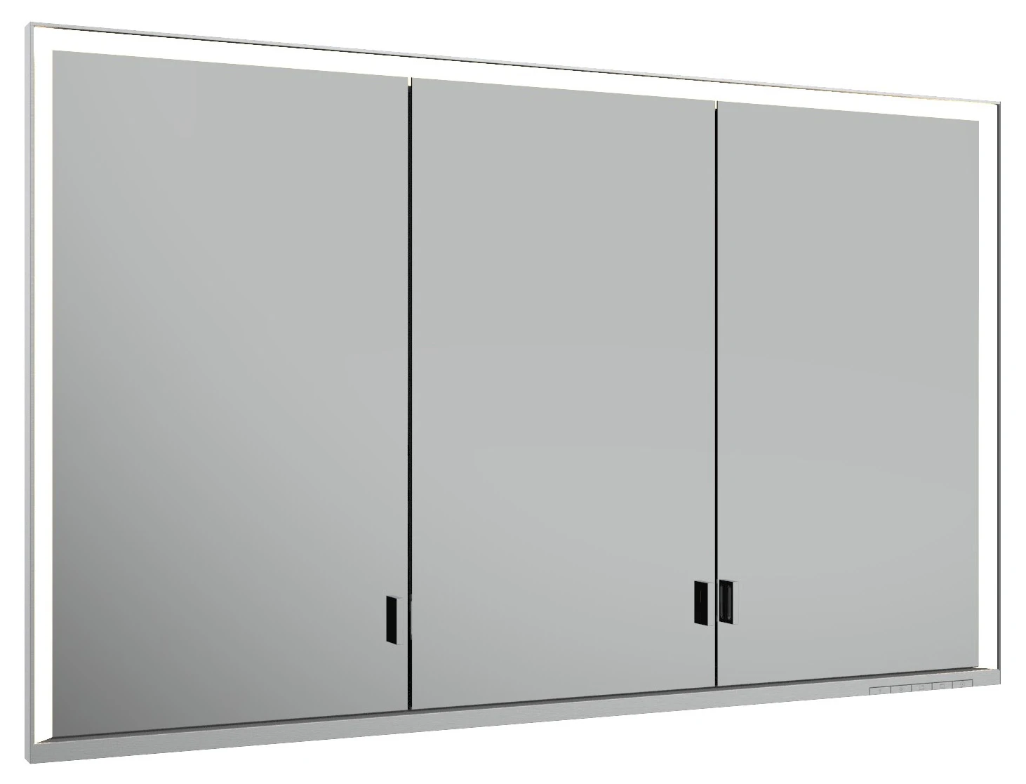KEUCO Wandeinbau Spiegelschrank mit verdecktem Ablagefach „Royal Lumos“ in Silber (eloxiert), Unterputz, mit Steckdosen, ohne Spiegelheizung 1200 × 735 × 165 mm