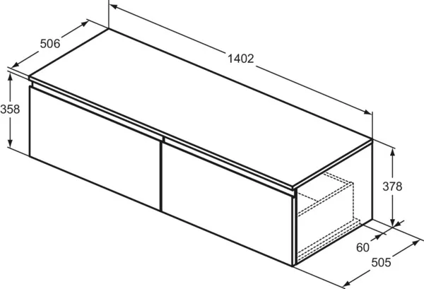 Ideal Standard Waschtischunterschrank „Finesse“ 140,2 × 37,8 × 50,5 cm Weiß matt lackiert Ideal Standard Waschtischunterschrank „Finesse“ 140,2 × 37,8 × 50,5 cm Weiß matt lackiert
