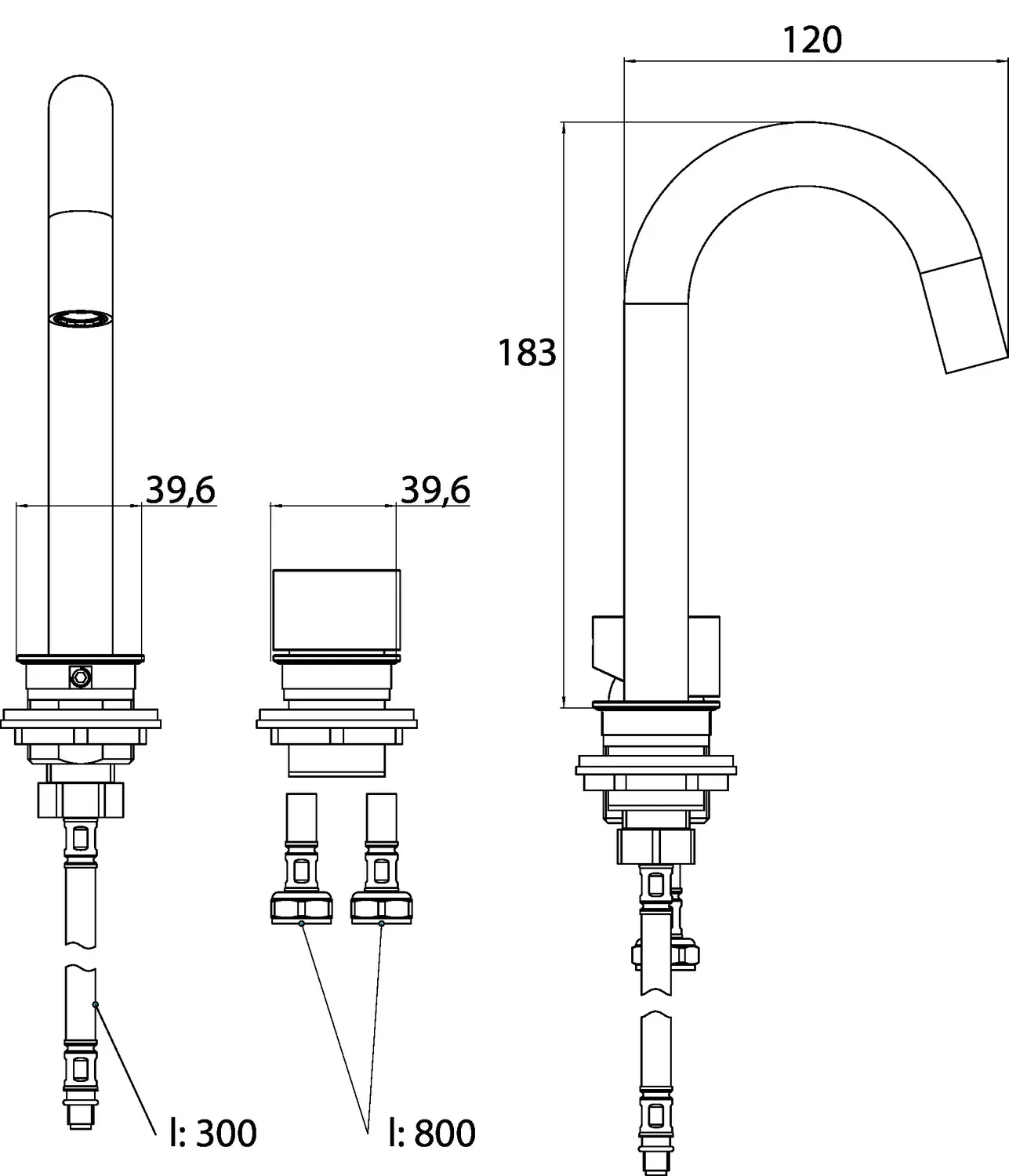 Waschtischarmatur evo, 2-Loch für Gäste-Waschtisch, chrom