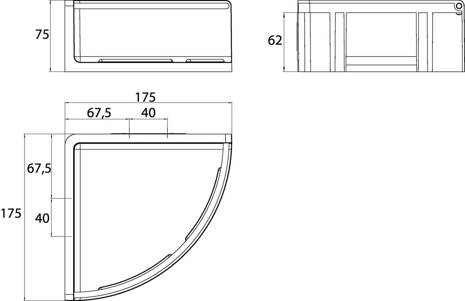 round Eckkorb mit Bügel weiß/chrom round Eckkorb mit Bügel weiß/chrom