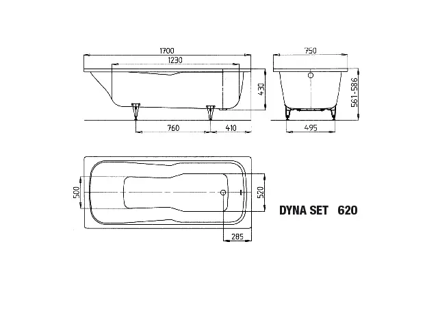 Kaldewei Badewanne „Dyna Set“ rechteck 170 × 75 cm, ohne Grifflochbohrungen in alpinweiß Kaldewei Badewanne „Dyna Set“ rechteck 170 × 75 cm, ohne Grifflochbohrungen in alpinweiß