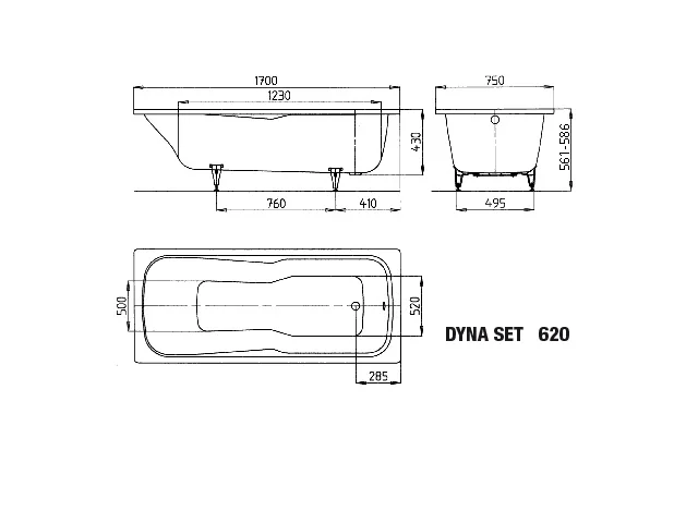 Kaldewei DYNA SET Kombi-Badewanne, alpinweiß, 1700 x 750 mm, 420 mm Tiefe Kaldewei DYNA SET Kombi-Badewanne, alpinweiß, 1700 x 750 mm, 420 mm Tiefe