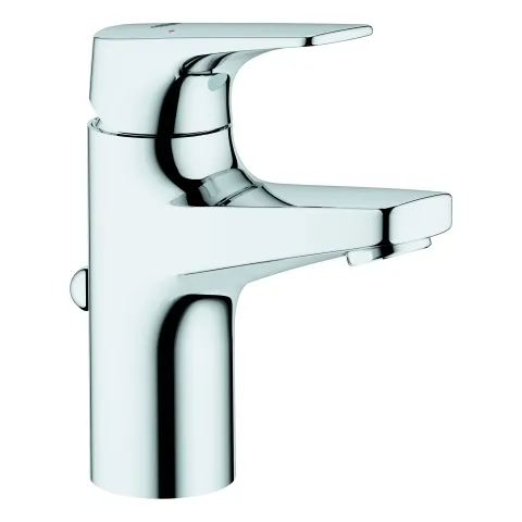 Einhand-Waschtischbatterie BauFlow 23801, S-Size, Einlochmontage, Zugstangen-Ablaufgarnitur aus Kunststoff 1 1/4'', chrom Einhand-Waschtischbatterie BauFlow 23801, S-Size, Einlochmontage, Zugstangen-Ablaufgarnitur aus Kunststoff 1 1/4'', chrom
