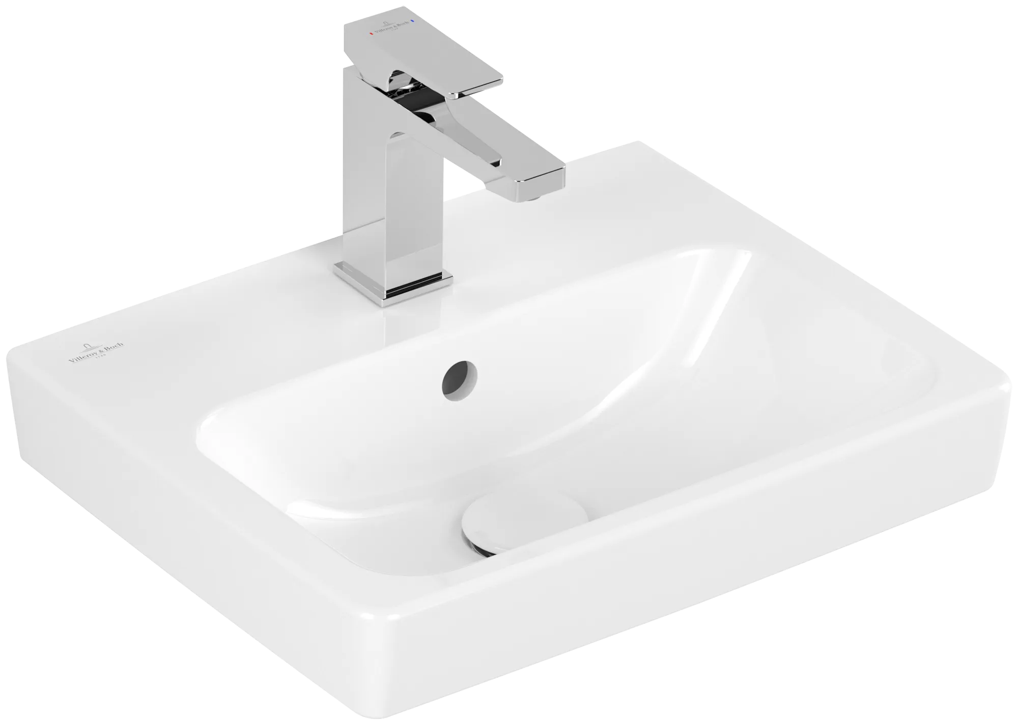 Villeroy & Boch Waschbecken „Architectura“ 450 × 365 × 150 mm, ohne Hahnlochbohrung, für Becken mittig in Weiß Alpin