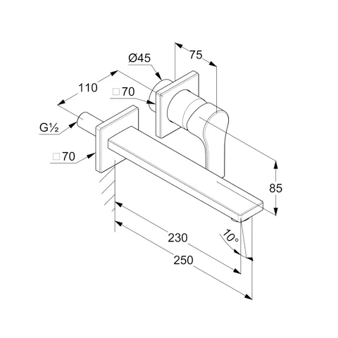 Kludi ZENTA SL WT-2LOCH-WAND-EHM Waschtisch-Einhandmischer chrom