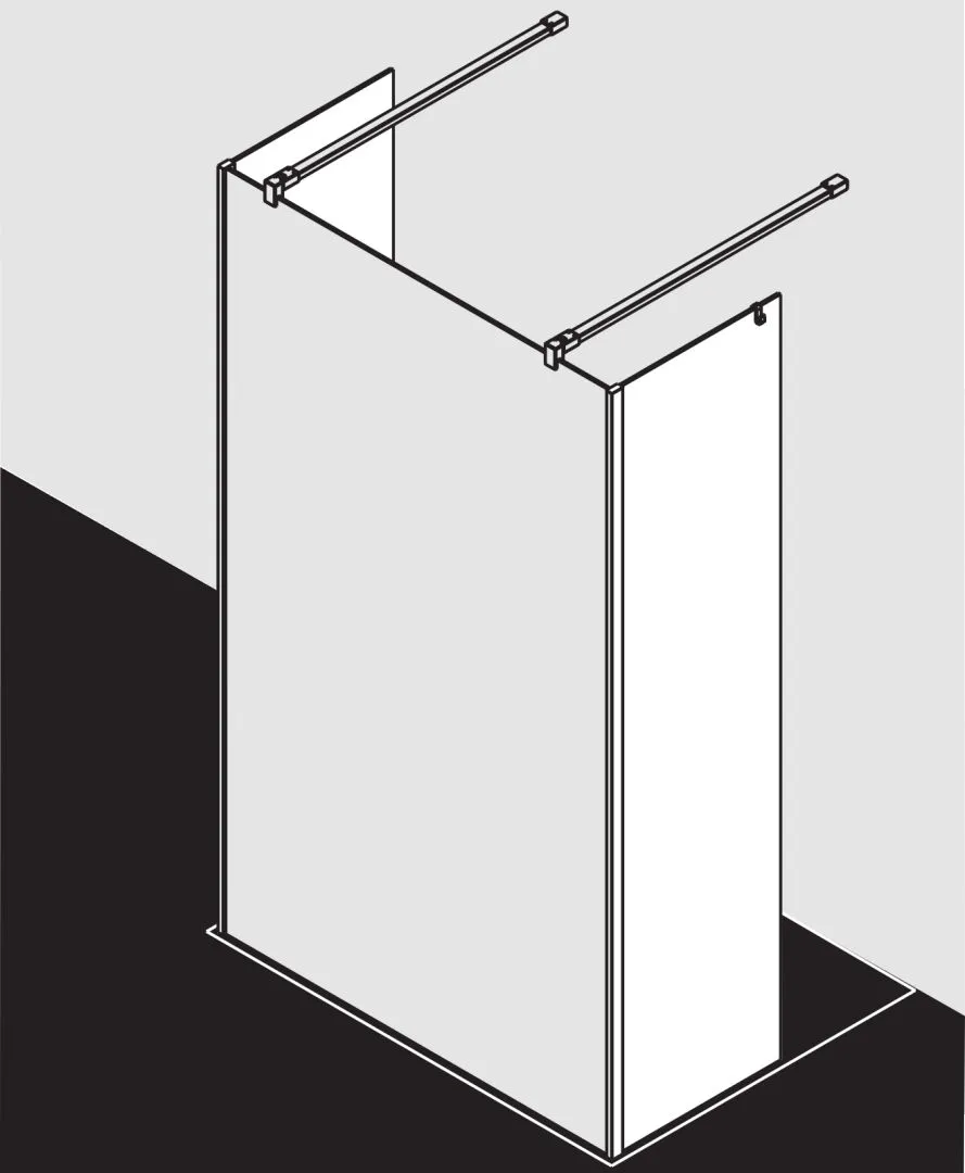 Kermi Duschdesign Walk-In-Duschkabine Festfeld im Winkel „WALK-IN XB“ Glas Klar, Profile Silber Hochglanz, BV: 317 - 317 mm H: 2000 mm